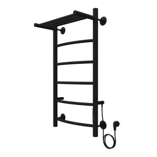 Полотенцесушитель электрический AZARIO VERONA AZ04848PB 400/800 5 секций, с полкой, тен справа, черный